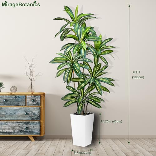 Artificial Dracaena Tree 6FT Tall Fake Plant with White Planter - Realistic Faux Dragon Tree with Tall Planter - Indoor Floor Plant for Home, Office,Mall, Living Room, Bedroom Decor - Image 5