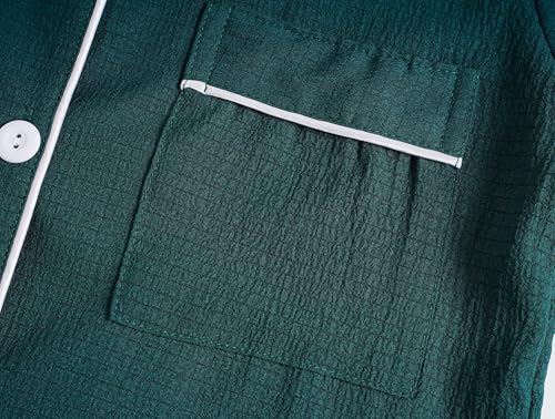 Image of Hupohoi Big Girls Button Down Pajama Set 3pcs Short Sleeve Long Pants with Shorts Crepe Wrinkled Fabric Sleepwear Nighty