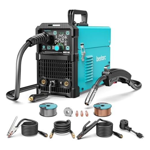 bestarc MIG Welder, MIG145 145Amps Gas MIG/Gasless Flux Core MIG/Lift TIG/Stick 3 in 1 MIG Welding Machine, MIG Welder 110V 220V with Digital Screen Display