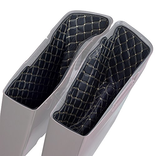 Us Stock Moto Onfire Bag Liners, Beige Stitching, Stretched Saddlebags Inserts Fit For 2014+ Harley/Moto Onfire, Aftermarket Motorcycle, 4 1/2 Inch, Extended Hard Saddlebag Bottoms #TOP2