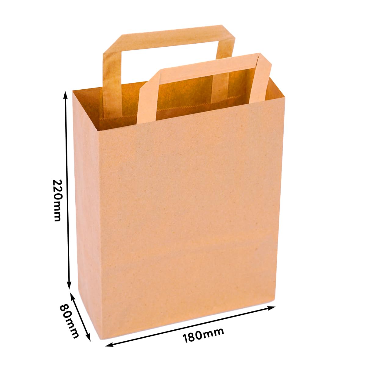 verpacking Borse di carta con manici piatti 22 x 18 x 8 cm marrone - sacchetti di carta (250 pezzi)