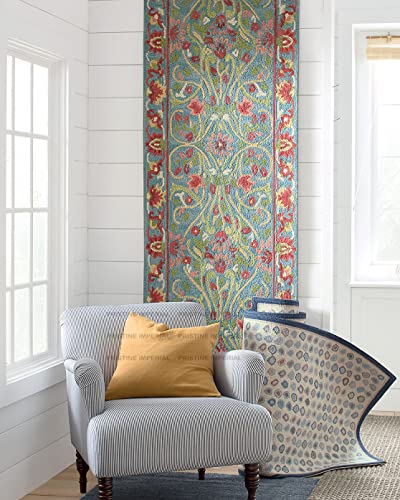 Image of Modern Floral Hand Tufted Loop Pile Carpet for Living Room & Bedroom Green & Multi Colour 10x13 Feet Carpet