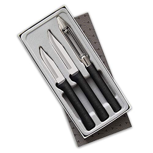 Rada Cutlery 3-Piece Basics Knife Gift Set Kitchen Knives Stainless Steel Resin, MAde in USA, Black Handle