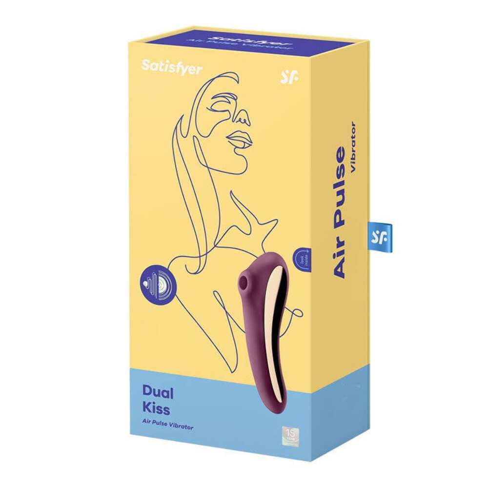 Satisfyer Dual Kiss 2:1 vibrador + vibrador de ondas de presión | Juguetes sexuales | Resistente al agua (IPX7) | Recargable | Estimulación intensiva para la mujer | Silicona médica en color morado