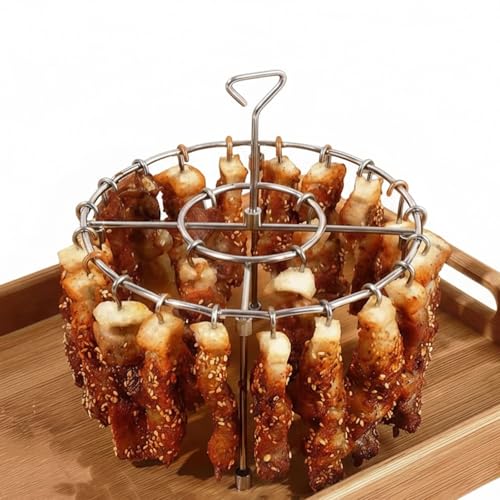 Wah Shing Yuen Air Fryer Skewer Rack Round Hanging Design Even Heat Universal Air Fryer/Oven/Smoker (1 Rack + 24 Baking Strips)