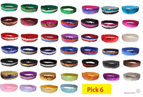 Sequin Headband Pack 6 Glitter Headbands U PICK all COLORS by Kenz Laurenz - Elastic Stretch Sparkly Fashion Headband fo
