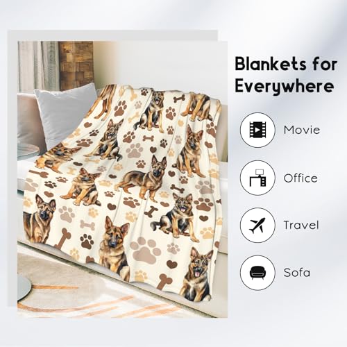 German Shepherd Blanket with Girls Boys, 40x50 Inches Blanket with Dogs on it, Cozy Soft Throw Gifts for Dog Lovers, Cute Flannel Throw Blankets for Couch Sofa