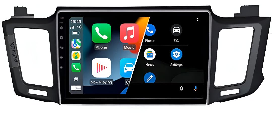 Car radio Android 14 - Toyotta RAV4 2013-2019, Apple CarPlay and Android Auto, touch tactile 10.1 channels, multimedia system HD without film | Wi-Fi, DAB+ (T9 (8 GB/256 GB) 8 cœurs 5G QLED)