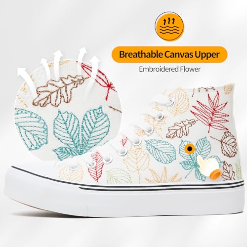 Image of ZGR Womens High Top Canvas Sneakers,Lace-up Casual Tennis Walking Shoes | Breathable canvas upper,memory foam comfort,non-slip outsole,high-top lace-up,for walking,tennis,travel,casual