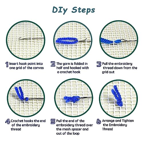 Image of YP Latch Hook Kits for Adults DIY Rug Tapestry Kits with Printed Canvas Embroidery Kits Festival Gifts Home Decoration (Fox,11.8inch X 11.8inch)