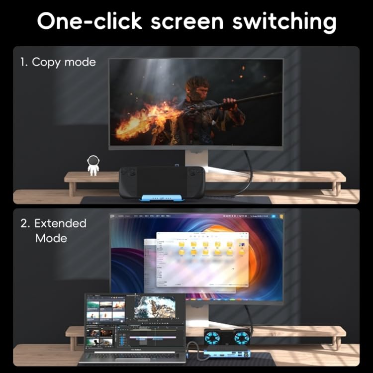 Image of Tobo 9 in 1 USB C Steam Deck Docking Station with Dismantling Cooling Fans 4K@60Hz,1000Mbs Ethernet,SD /TF,4 USB A,100 PD Charging 40Gbps Adapter for Steam Deck /Rog Ally /Switch /Legion Go TD-1406GA