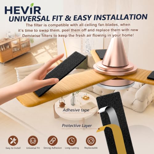 Image of Ceiling Fan Filters for Blades, Activated Coconut Shell Carbon Air Purifier Pads, Unscented Dust, Smoke, Odor & Allergen Capture, Self-Adhesive Air Filters for Household Ceiling Fans (Pack of 3)