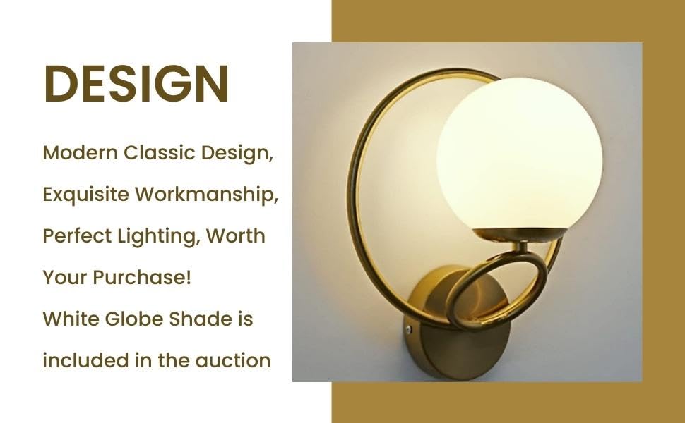 Image of WOKE Metal Modern Wall Sconce Light Fixture Decorative Surface Mounted for Bedroom, Living Room, Bathroom, Hallway, Entryway (Dual Ring Glove Without Bulb) 78944