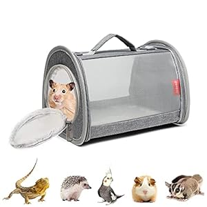 Portable Travel Small Animal Carrier Bag Guinea Pig Carrier Bird Rabbit Turtle Carrier Cage Portable Travel Hamster Small Pet Bag Bird Rabbit Guinea Pig Squirrel Breathable Hangbag Gray