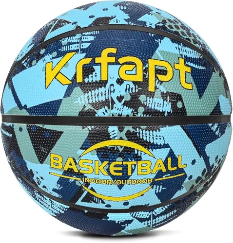 Krfapt Basketball Kinder Größe 5 & 3 Größe 7 Weicher Mini-Ball mit Griffiger Oberfläche Ideal für Schule & Training (Outdoor/Indoor) (Blau 3)