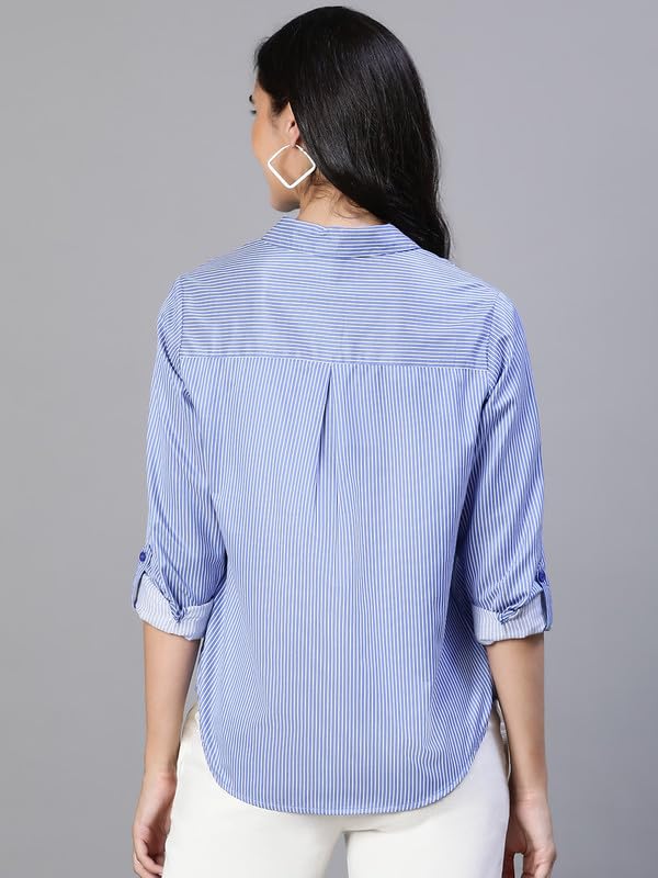 Image of oxolloxo Women Soild Collared with Chect Pocket Cotton Shirt