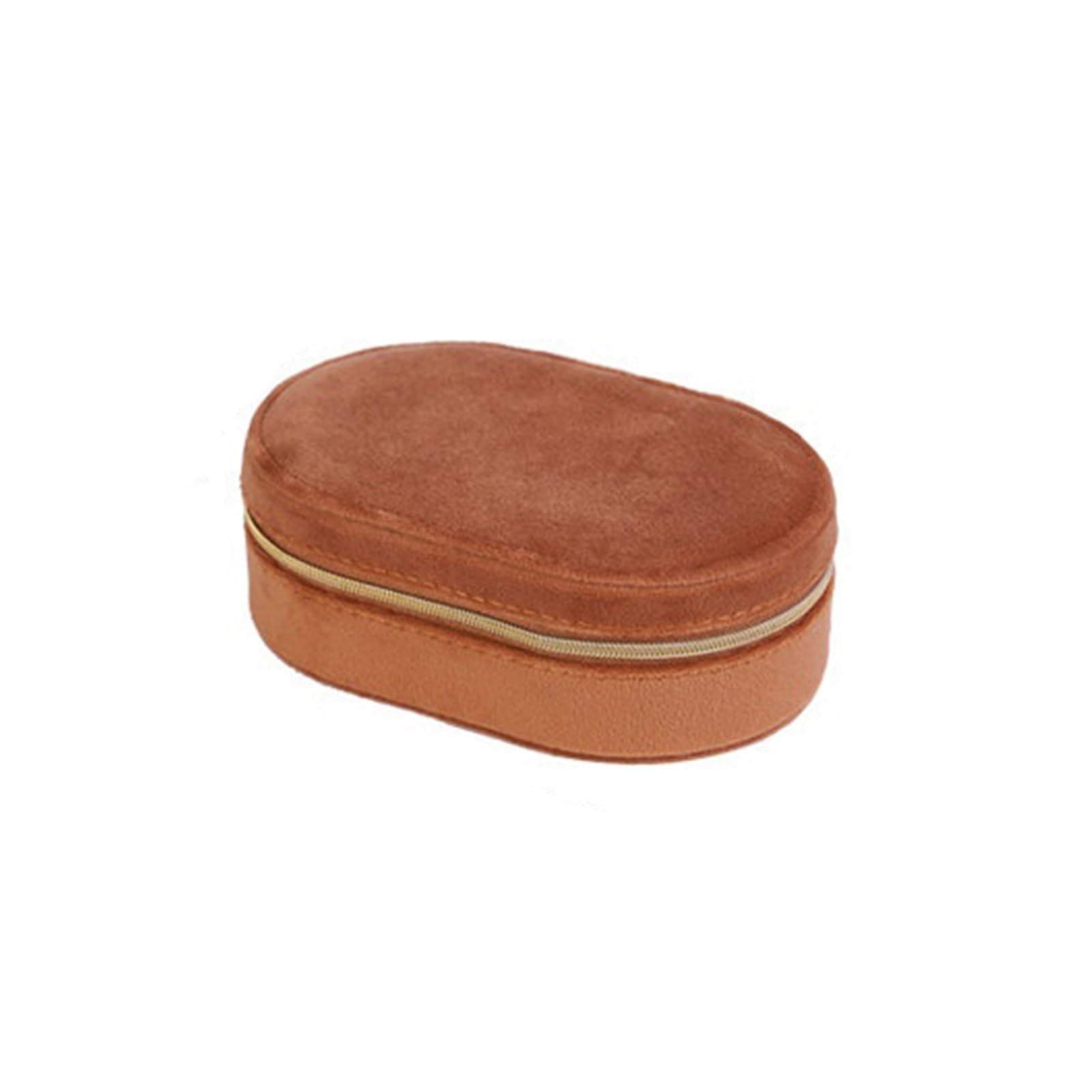CLQYXRMVC Jewelery Box Oval Travel Jewelry Case Organizer Box For Rings, Earrings, Pendants, Watches, Necklaces Jewellry Organizer Case(Bruin)