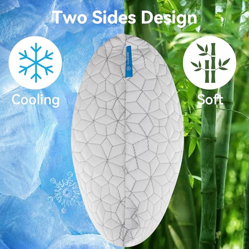 AMICLIBER Cooling Shredded Memory Foam Pillows for Sleeping 2 Pack, Adjustable Bed Pillow for Side Back Stomach Sleepers Luxury Gel Pillows Queen Size Set of 2 with Washable Removable Cover — view 3
