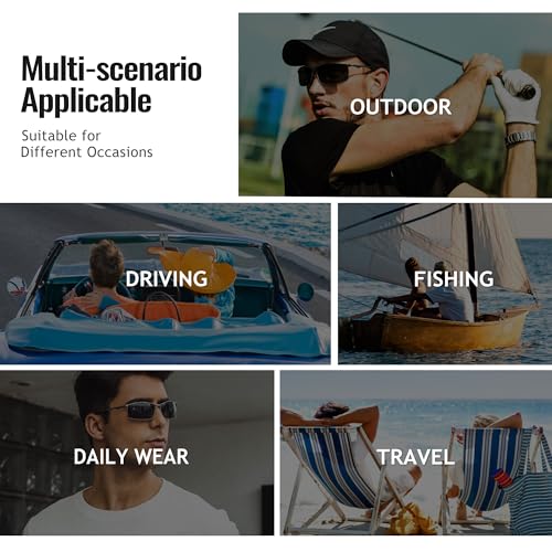 SUNGAIT Ultra Lightweight Polarized Sunglasses Men Rectangular Metal Frame with Spring Hinge SGT559-QH — view 5