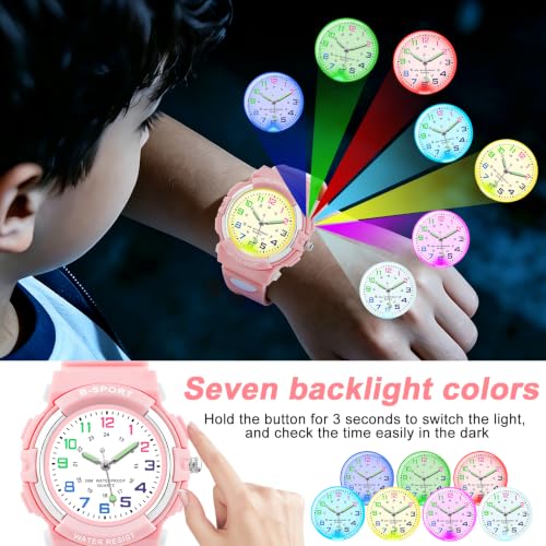 Image of CKV Kids Watch Analog Waterproof Time Teaching for Boys Girls | Acuurate Time Easy to Read with Soft TPU Band Thoughtful Present for Children age 5-15