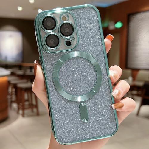 Coque iPhone 14 à paillettes vert clair pour illuminer vos soirées et selfies