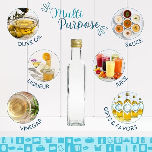 Miniatura 4 de Espirito Rebelde 20 Botellas De Cristal 250ml Con Tapón De Rosca Dorado Con Boquilla Vertedora - Aceite De Oliva, Vinagre, Alcohol, Salsas - Aceitera De Cristal