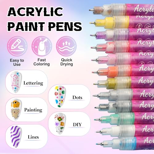 Acrylic Nail Art Pens Set - Quick Dry Painting Pens