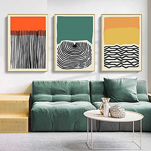 Art abstrait salon grand format 70x100cm lot de 3 toiles colorées sans cadre