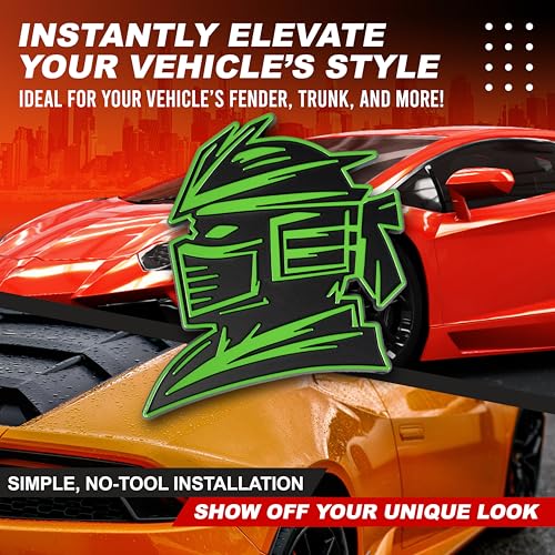 Image of Samurai Emblem, Custom 3D Car Badge - Universal Exterior Accessories for Car, Truck, SUV, Motorcycle (Set of 2) (Green)