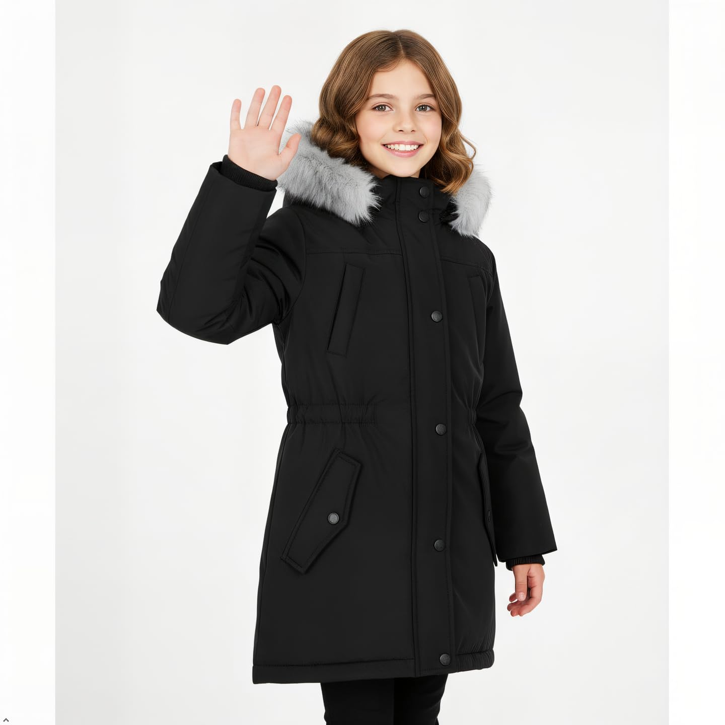 Sunny Sprout Manteau fille hiver - Doudoune capuche fourrée parka coupe-vent imperméable