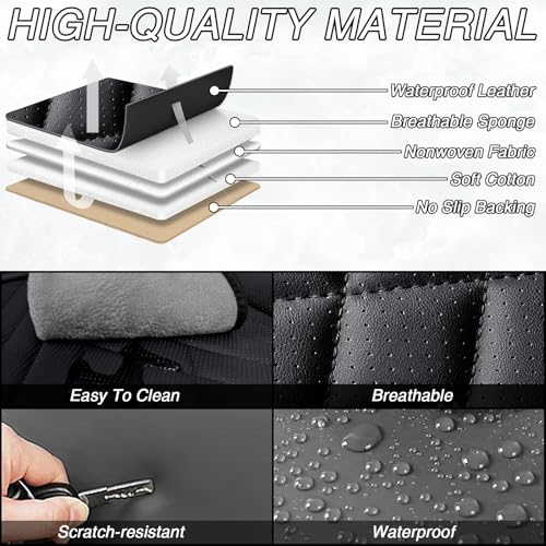 Image of Car Seat Covers for Chevrolet Equinox 2005-2026, Premium Nappa Leather Waterproof & Anti-Slip, Full Coverage Customized fit Chevrolet Equinox Seat Covers Front Set (2 Seats Luxury,Gray-Black)