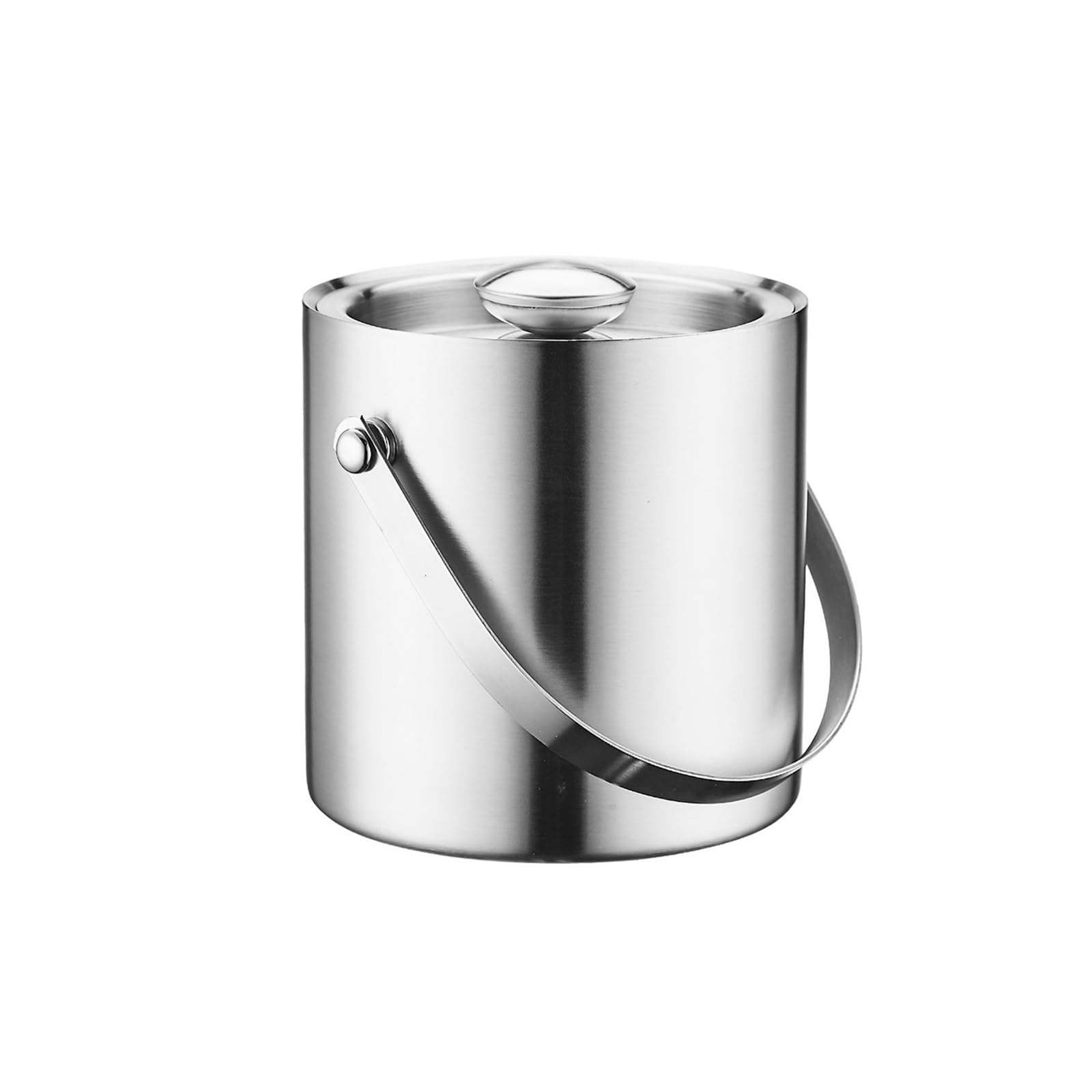 drinks bucket Double-layer Stainless Steel Ice Bucket With Lid Multi-purpose Bar Party Champagne(Small)