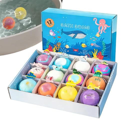 Bubble Bath Balls | 12 Pieces Sea Animal Design Bubble Body Cleanser | Bath Balls For Kids | For Kids Relaxation Self Care Home 