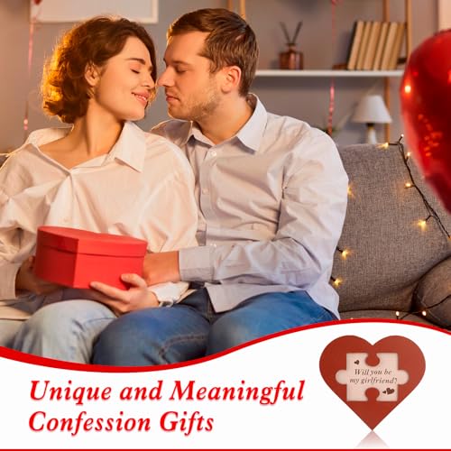 HOWAF Will You Be My Girlfriend Puzzle Herz Holz, Romantische Puzzle Valentinstag geschenk für Sie Freundin Geschenk Freundin Heiratsantrag Deko Valentinstag Deko Hochzeit Geburtstag Valentines Day