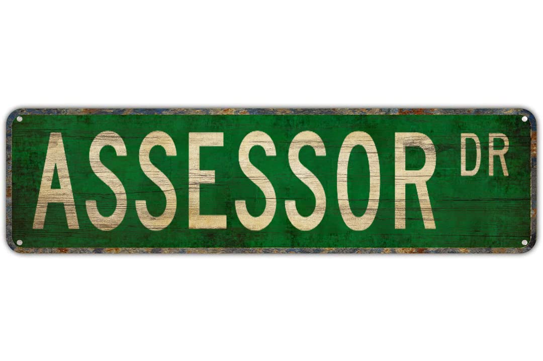 peiyeety Vintage Metal Tin Sign Decorative Wall Art Assessor Dr Themed Street Sign, Rustic Style, Durable Waterproof Rustproof, For Home, Business Decor, Office, Easy To Mount, 4x16 Inch