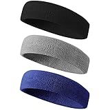 ヘアバンド メンズ スポーツ 汗止め エココットン素材・スポンジのような吸収性・いきいきとした通気性 ヘッドバンドス ポーツ用 洗顔用 伸縮性あり 軽柔速乾 ランニング ダンス ヨガ ジョギング 男女兼用 3本セット (#01.ブラック+ネイビー+グレー)