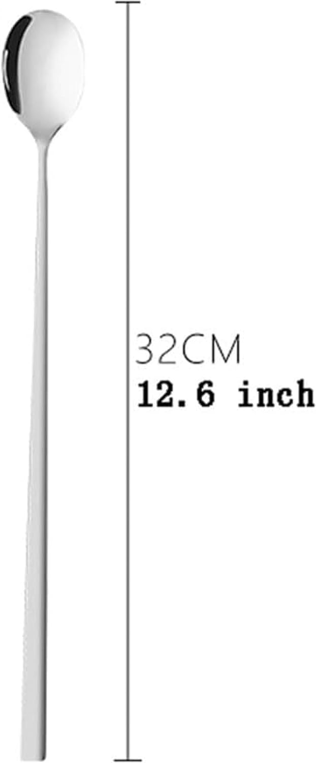 Dessert Spoon,Spoon Stainless Steel Long Handle Stirring Spoon Spoon Seasoning Coffee Spoon Long Ice Spoon Dessert Honey Spoon -L