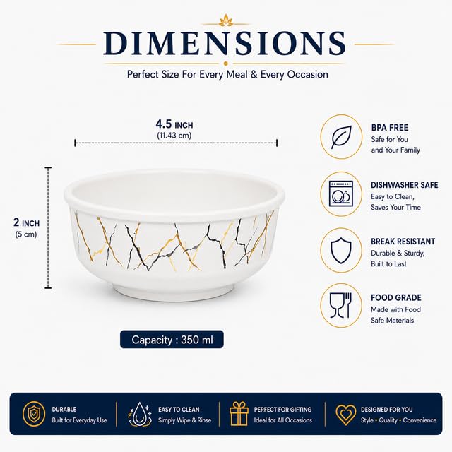 Image of Ariya 4.5 Inch Melamine French Bowls Black Gold Harmony Collection Set of 12