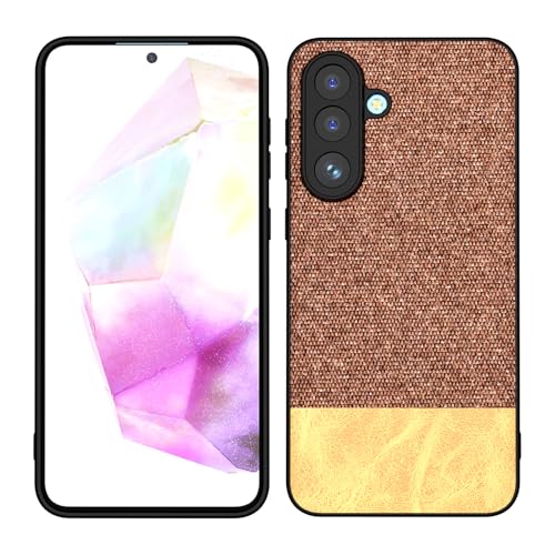 Image of Kapa Soft Fabric & Leather Hybrid Protective Back Cover for Samsung Galaxy M36 / F36 5G | Shockproof Slim Hard Anti Slip Back Case (Brown)
