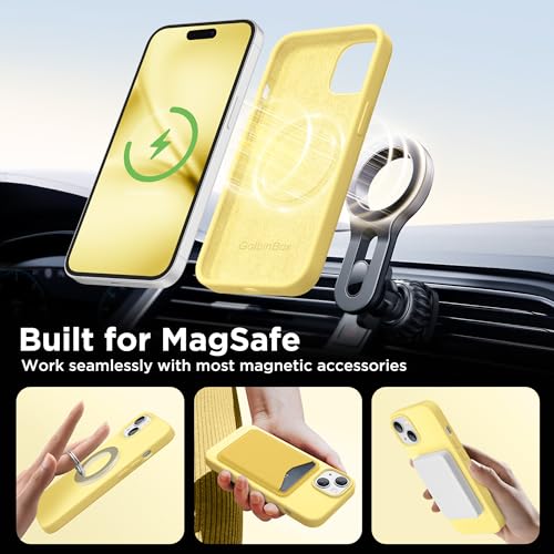 Image of GolbinBox Magnetic for iPhone 15 Case, Silicone Cover, Buttercream Yellow