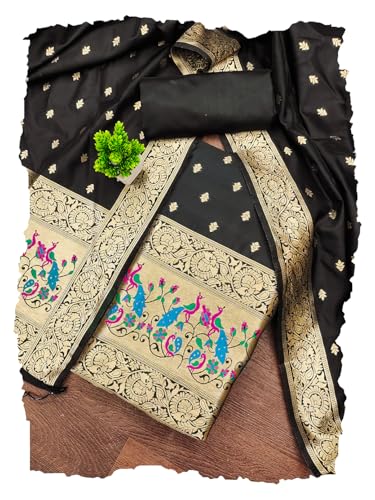 Image of DEVANGI Women's Pathni Banarasi Silk Unstitched Salwar Suit Dress Material With Dupatta