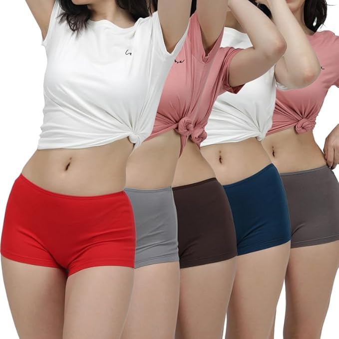 louryn koulyn Women's Boyshort Panties Seamless Nylon Underwear Stretch Boxer Briefs (3 & 5 Pack) Multicolor-picture-50