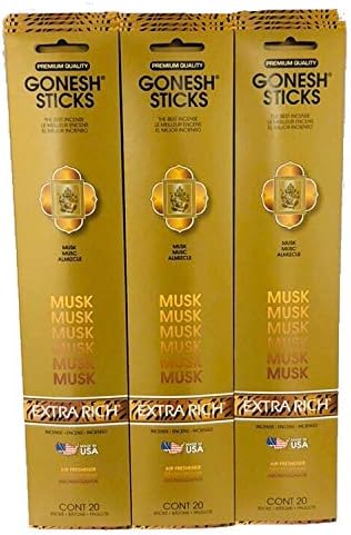 Gonesh Incense Sticks Extra Rich Collection: Musk 12 Pack (20 Sticks/Pack)