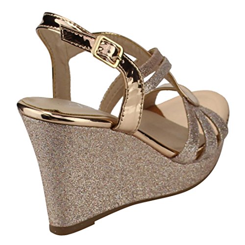 Image of Forever FQ22 Women's Glitter Strappy Wrapped Wedge Heel Platform Sandals