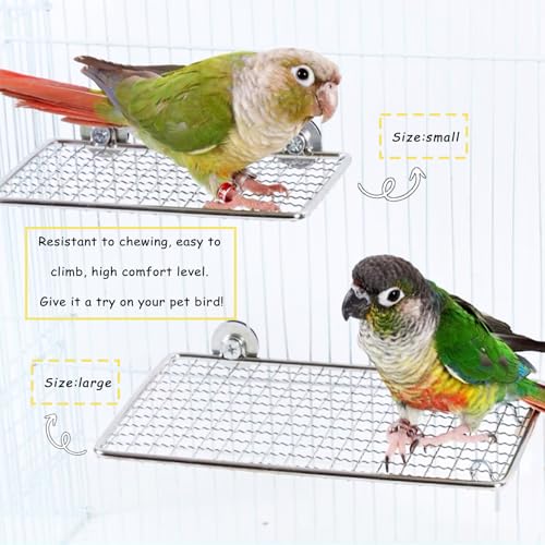 Image of 2Pcs Stainless Steel Bird Perch - Chew-Resistant and Rust-Proof, Suitable for Cage Mounting, Durable and Sturdy, Ideal for Medium to Small Birds (Silvery, Large)