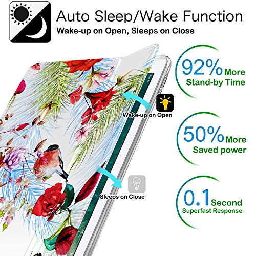 Image of DuraSafe Cases for iPad 9.7 Inch 6th Gen / 5th Gen [iPad 6 iPad 5 ] A1893 A1822 A1954 MRJN2HN /A MR7G2HN /A Lightweight Smart Adjustable Stand Feature Printed Sleek Design Flip Case - Birds Flowers