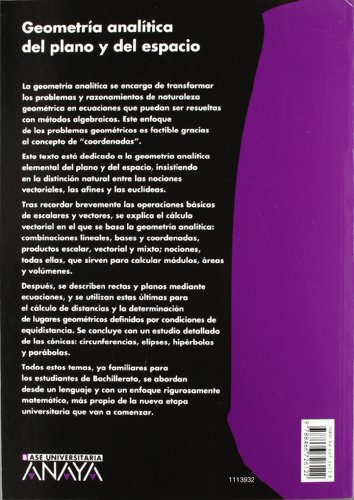 Geometría analítica, Bachillerato