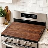 FUSOUBOTY Noodle Board Stove Cover with Handles, Stove Top Covers for Gas Burners and Electric Stove, Wood Stove Cover Board Decorative Serving Tray Kitchen Sink Cover for Counter Space (Walnut)