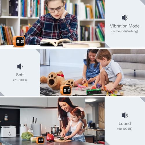 Image of Rotating Pomodoro Timer 5, 25, 10 50 Minutes Preset, Desk Productivity Flip Timer, ADHD Tool Cube Countdown Stopwatch, Vibration /High /Low Volume /Custom Modes, for Work, Study, Back to School, Orange