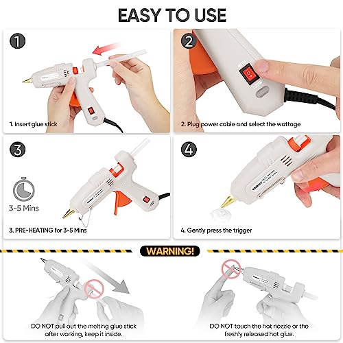 Image of ROMECH Full Size Hot Glue Gun with 60 /100W Dual Power and 21 Hot Glue Sticks (7 /16 inch), Fast Preheating Heavy Duty Industrial Gluegun with Storage Case for Crafting, DIY and Repairs (White)